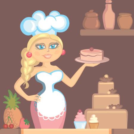 леди, блондинка, повар, торт, женщина, кухня Klavapuk - Dreamstime