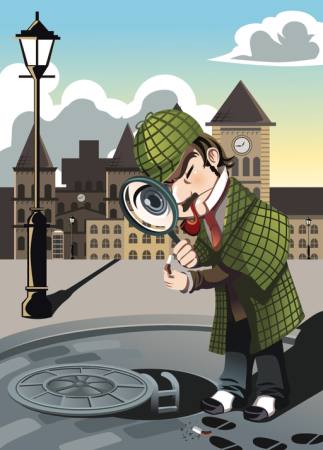Шерлок, канализация, город, детектив, человек, увеличительное стекло Artisticco Llc - Dreamstime