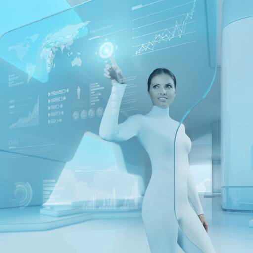 женщина, цифровой, синий, сенсорный, дисплей, панель Sellingpix