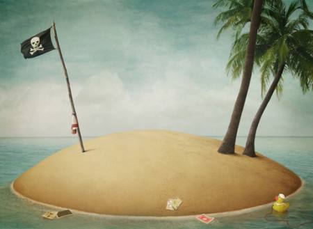 пляж, флаг, пират, остров Annnmei - Dreamstime