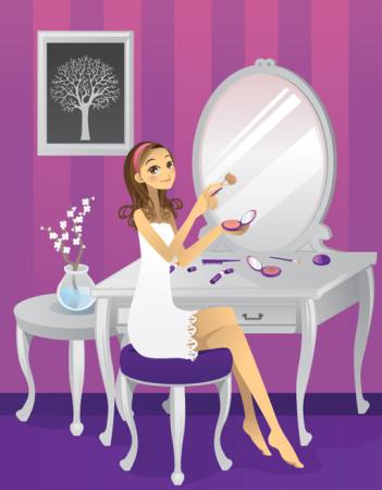 женщина, макияж, дерево, зеркало, письменный стол Artisticco Llc - Dreamstime