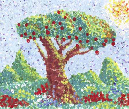 дерево, фрукты, красный, сад, живопись, искусство Anastasia Serduykova Vadimovna - Dreamstime