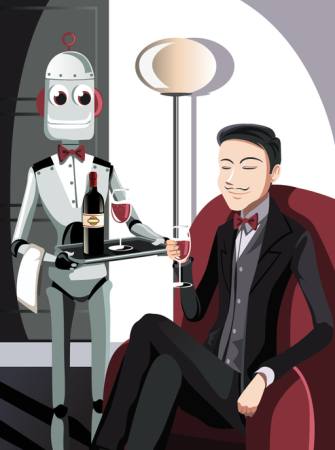 робот, человек, вино, стекло Artisticco Llc - Dreamstime
