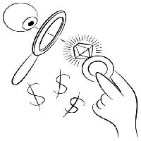 Pixwords изображение с Линзы, увеличительное стекло, кольцо, бриллиант, баксов, знак, ручной John Takai - Dreamstime