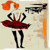 Pixwords изображение с Живопись, женщина, платье, рисунок, красный Lunetskaya
