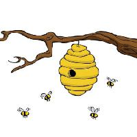 Pixwords изображение с филиала, пчела, улей, желтый Dedmazay - Dreamstime