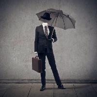 Pixwords изображение с зонт, человек, костюм, чемодан, серый Bowie15