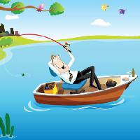 Pixwords изображение с лодки, мужчина, вода, рыбалка, озеро Zuura - Dreamstime