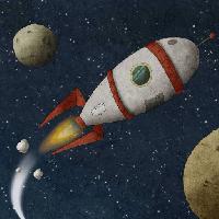 Pixwords изображение с космос, пространство, ракета, огонь, Луна, планеты Jrcasas