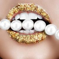 Pixwords изображение с рот, жемчуг, жемчуг, зубы, золото, губы, золотой, женщина Luba V Nel (Lvnel)