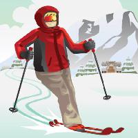 Pixwords изображение с лыжи, зима, снег, горы, курорт, красный Artisticco Llc - Dreamstime