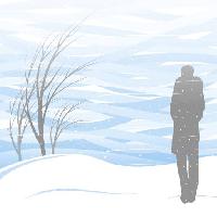 Pixwords изображение с зима, снег, человек, мужчина, метель, дерево Akvdanil