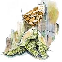 Pixwords изображение с деньги, песочные часы, песочные часы, доллар, доллары Dmytro Kozlov - Dreamstime